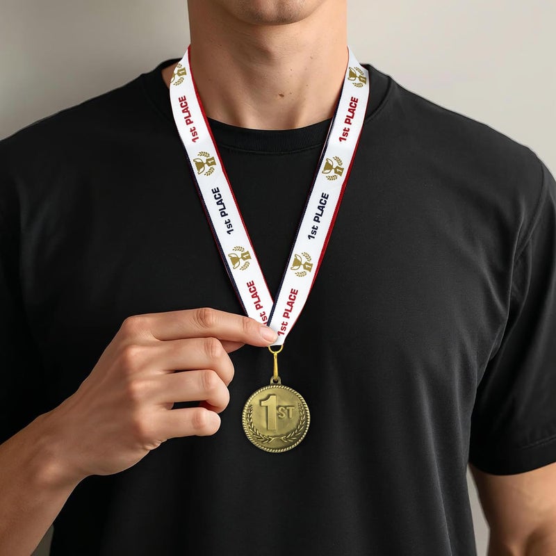 All Quality 1st 2nd 3rd Place High Relief Award Medals - 3 Piece Set (Gold, Silver, Bronze) Includes Custom Designed Neck Ribbon - Image 3
